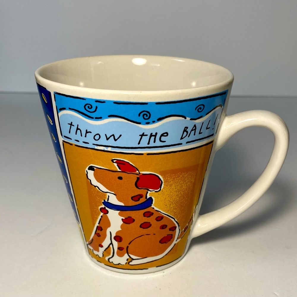 Feed Me Here Kitty Kitty Cat & Dog by Riviera Van Beers 14 oz Coffee Tea Cup Mug